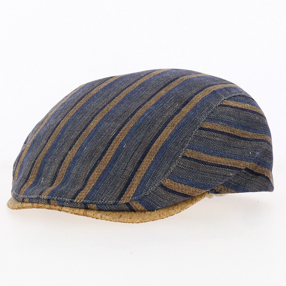 Blue and brown striped flat cap - Traclet