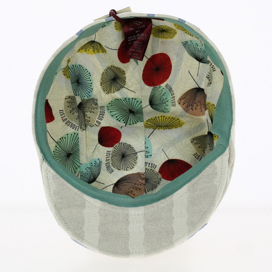 Beige domed cap with blue stripes - Alfonso d'Este