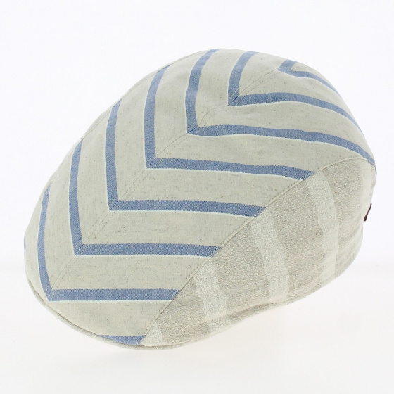 Beige domed cap with blue stripes - Alfonso d'Este