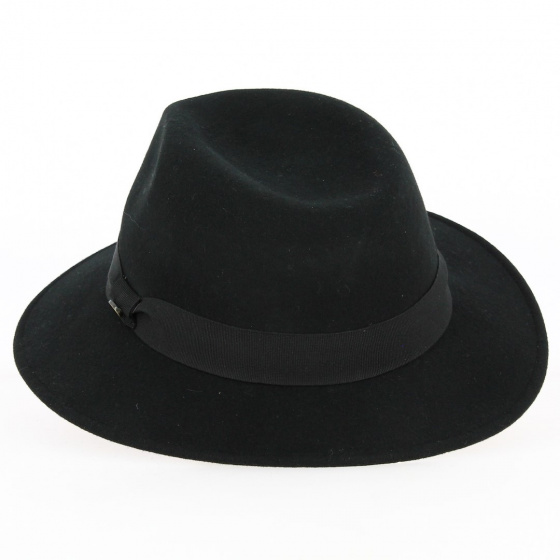 Le Maxo Black Wool Felt Fedora Hat - Traclet