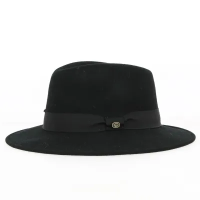 Chapeau Fedora Le Maxo feutre laine noir - Traclet