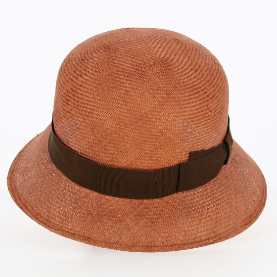 Natural Brick Straw Cloche Hat - Borsalino