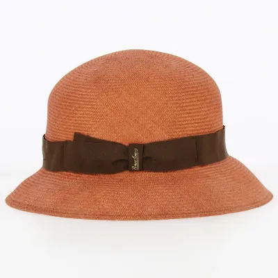 Natural Brick Straw Cloche Hat - Borsalino