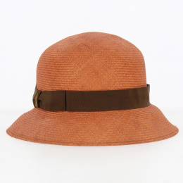 Natural Brick Straw Cloche Hat - Borsalino