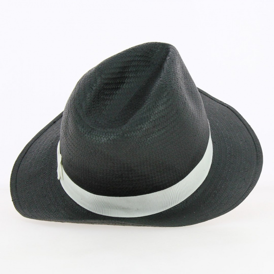 Fedora Black paper straw hat- Borsalino