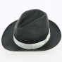 Fedora Black paper straw hat- Borsalino