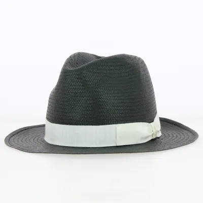 Chapeau Fedora Paille papier Noir- Borsalino