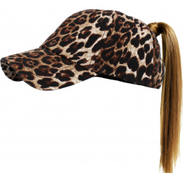 Women's Leopard Print Ponytail Baseball Cap - Traclet
