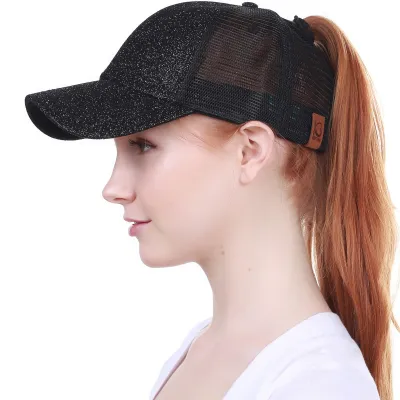 Casquette Baseball Femme Ponytail Noire Paillette- Traclet t Reference : 17925| Chapellerie Traclet