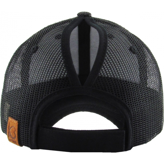Women's Black Glitter Baseball Cap with Ponytail - Traclet