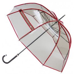 Parapluie Transparent Cloche fumé bordé Rouge - Piganiol