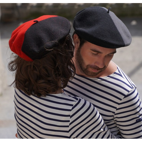 Béret Duo Rouge & Noir Laine - Le béret Français
