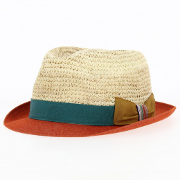 Capo Raffia & Cotton Trilby Hat - Marone