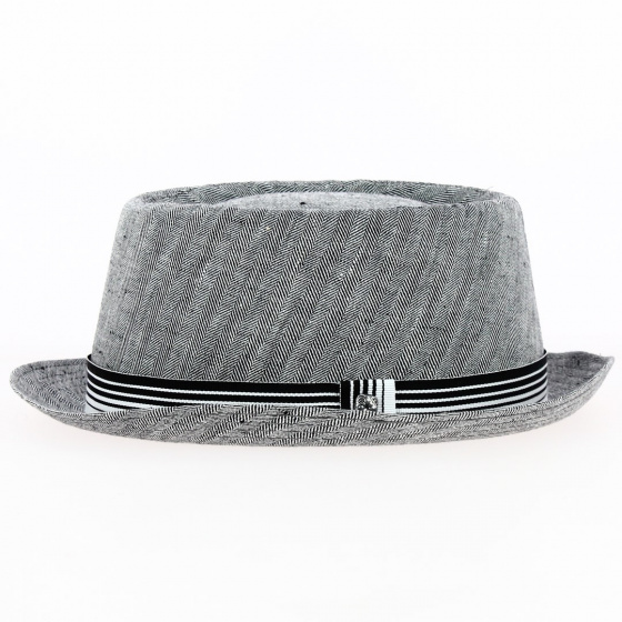 Chapeau Porkpie Chevrons Lin Gris - Traclet Chapeau Porkpie Chevrons Lin Gris - Traclet
