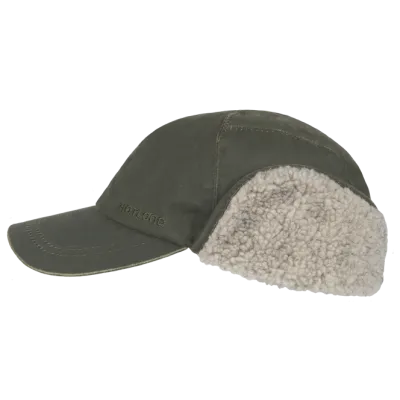 Ear Flap Cap Trick Waxed Cotton Olive - Hatland Reference: 13262 | Traclet Hat Shop