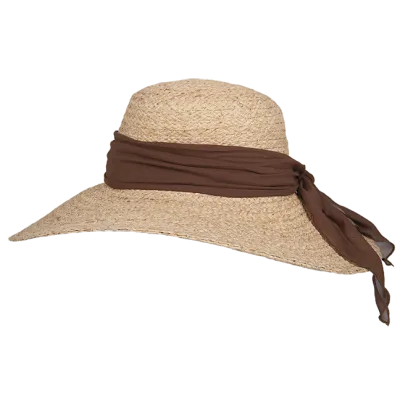Capeline Ocillia Raphia Biologique Ruban Marron- Hatland  - boutique de chapeau Reference : 17966| Chapellerie Traclet