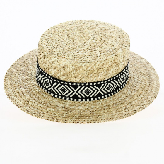 Canotier Paille Naturelle Florentine Aztèque - Fléchet
