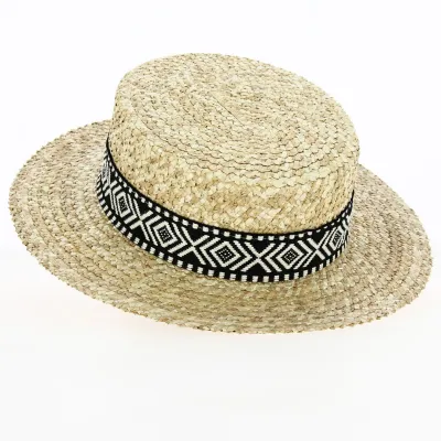 Canotier Paille Naturelle Florentine Aztèque - Fléchet