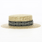 Natural Straw Boater Florentine Aztec - Flechet