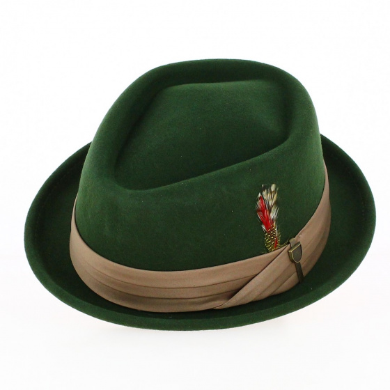 Porkpie Stout Hat Olive Green - Brixton