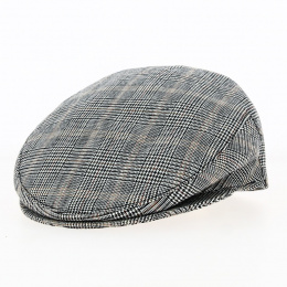 Houndstooth linen flat cap - Traclet
