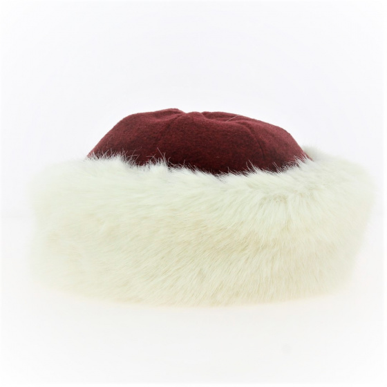 Toque Marmotte polaire bordeaux & fausse fourrure écru - Traclet Toque Marmotte polaire bordeaux & fausse fourrure écru - Traclet