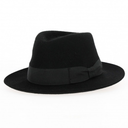 Black wool felt fedora hat - Traclet