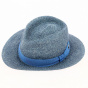 Mottled Blue Straw Paper Traveller Hat - Flechet