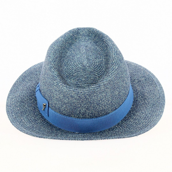Blue Heathered Paper Straw Traveller Hat - Flechet