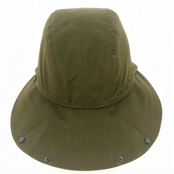 Marly Cotton Baseball Cap with Neck Cover in Khaki - Crambes