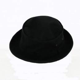 Chapeau Porkpie Beach Pique Noir Coton- Crambes