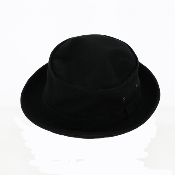 Chapeau Porkpie Beach Pique Noir Coton- Crambes Chapeau Porkpie Beach Pique Noir Coton- Crambes