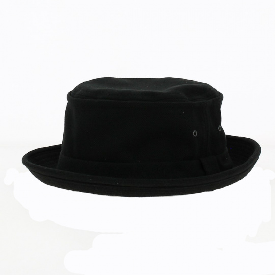 Chapeau Porkpie Beach Pique Noir Coton- Crambes Chapeau Porkpie Beach Pique Noir Coton- Crambes