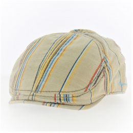 Striped Beige Flat Cap - Keyone
