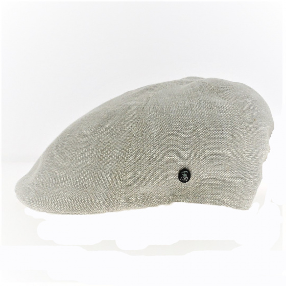 Domed Gent Linen Cap in Beige - City Sport