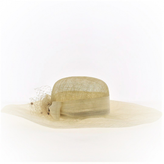 Beige Straw Manon Ceremony Wide Brim Hat - Traclet Beige Straw Manon Ceremony Wide Brim Hat - Traclet