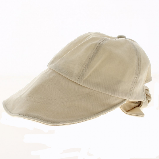 Emma Large Visor Cotton Cap Beige - Traclet