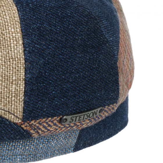 Blue Linen Patchwork Driver Cap - Stetson
