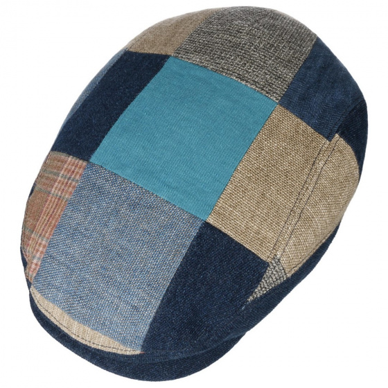 Blue Linen Patchwork Driver Cap - Stetson