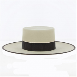 Beige and Brown Felt Andalusian Cordobes Hat