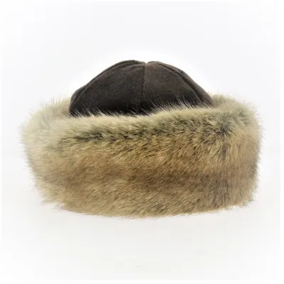 Brown Polar Marmot Beanie & beige faux fur - Traclet | Chapellerie Traclet Reference: 17457