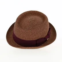 Chapeau Porkpie en Paille Milano Bordeaux - Flechet