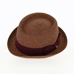 Porkpie Straw Hat Milano Bordeaux - Flechet