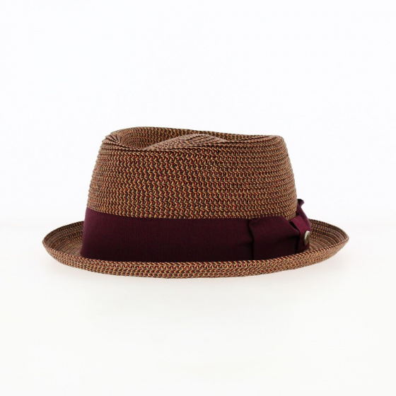 Chapeau Porkpie en Paille Milano Bordeaux - Flechet